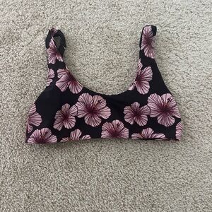 Benoa Swim Black and Pink Floral Bikini Top